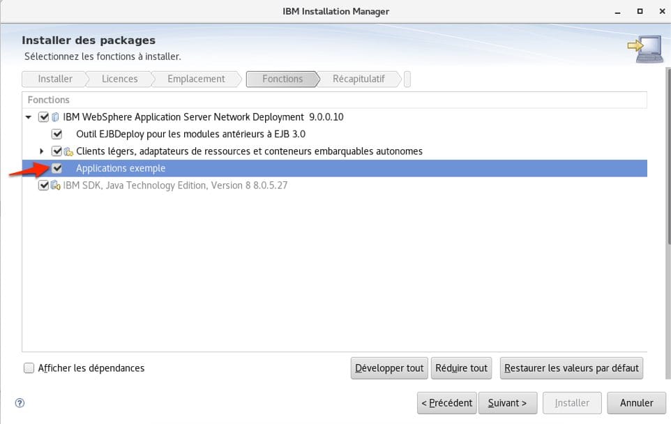 Ne pas oublier d'installer les exemples